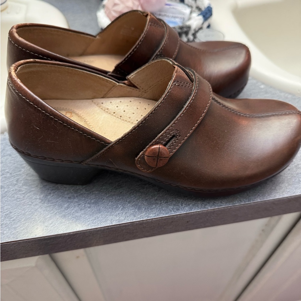 Dansko Dark Brown Leather Slip-Ons